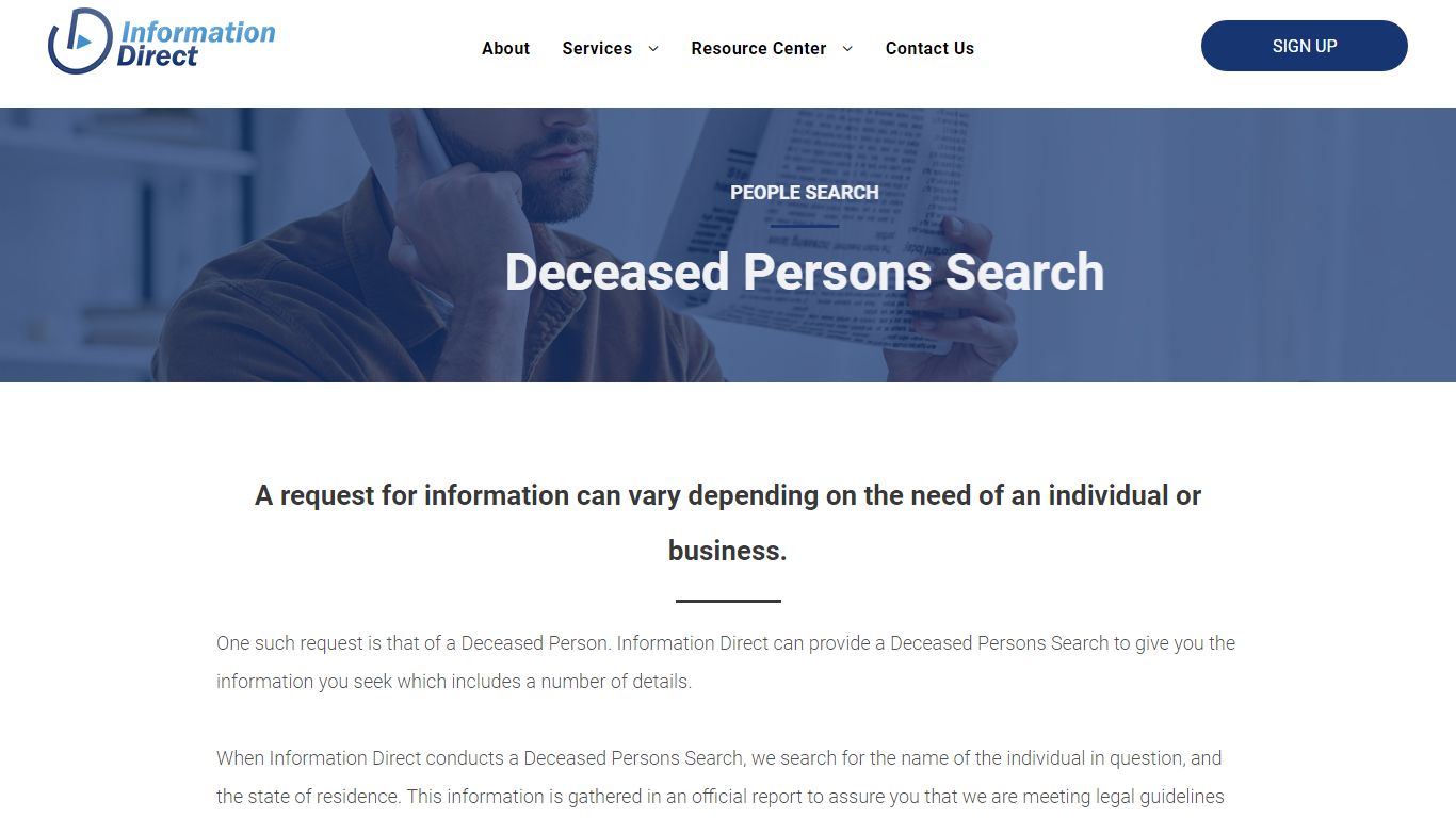 Deceased Persons Search | Information Direct